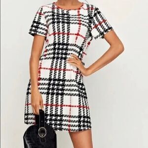 🛍 women plaid super cute short sleeve Multicolor Dress